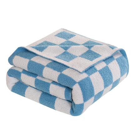 Elegant Comfort Checkered Throw Blanket, Aqua Supe
