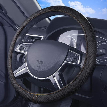 FH Group FH2020BROWN Leatherette Dual Material Silicone Anti-Slip Ultimate Protection Flexible Steering Wheel Cover Universal Fit for Most Cars, Trucks, SUVs, and Vans, Brown