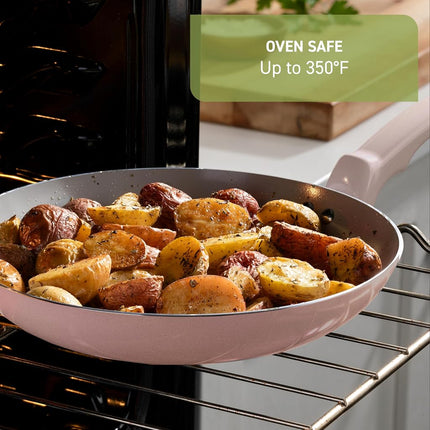 Sartén para saltear antiadherente de cerámica T-FAL Refresh con tapa de 5 cuartos, fabricado sin PFOA ni PTFE, apto para horno y asador hasta 177 °C, sartén, mango que se mantiene frío, ollas y sartenes, verde menta