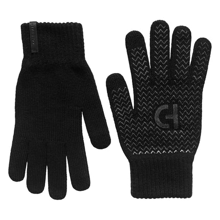 Gants d'hiver en tricot Cole Haan pour hommes avec pouce et index compatibles avec les écrans tactiles, Caviar, S-M