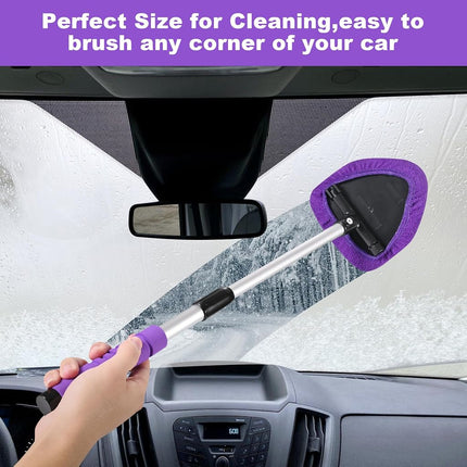 Xindell Window Cleaner Tool – 24inch Car Windshield Cleaner with 4 Microfiber Pads Bonnets Extendable Car Glass Cleaner Long Soft Sponge Handle for Auto Cleaning, XD-JULY01-G