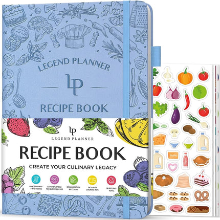 Legend Recipe Book, Blank Food Cook Journal, 18x25