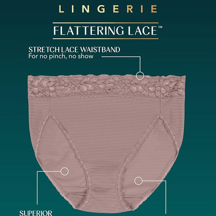 Vanity Fair Women's Flattering Lace Hi Cut Panty briefs underwear, Toasted Coconut Novelty, L UK
