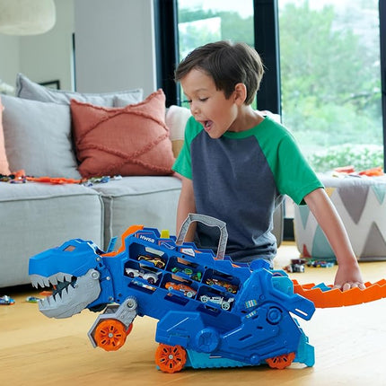 Hot Wheels City Ultimate T-Rex Transporter & 2 Die-Cast Toy Cars