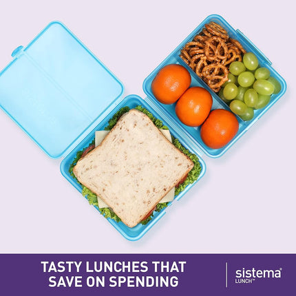 Sistema Lunch Box with Compartments | 1.4 L Lunch Cube | Food Storage Container with Lid | BPA-Free | Assorted Colours (Not Selectable)