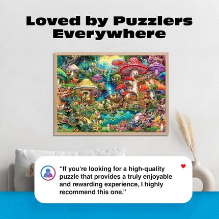 Buffalo Games - Aimee Stewart - Merry Mushroom Village Picnic - Rompecabezas de 2000 piezas para adultos, rompecabezas desafiante perfecto para noches de juegos - El tamaño final es 97,79 x 67,31 cm