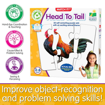 The Learning Journey Match It - Head To Tail Puzzle Game For Kids - Helps Interactive Child Development, Problem-Solving and Social Skills - 20 Self-Correcting Puzzle Sets - For 3+ Years