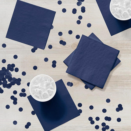 Creative Converting Touch of Color 200 Count 2-Ply Paper Beverage Napkins, Navy Blue, 5" x 5" - 251137