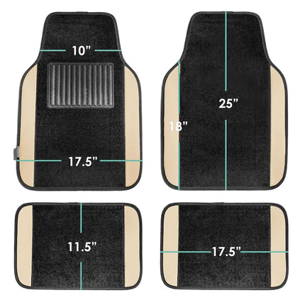FH Group F14407BEIGE Universal Fit Premium Carpet Beige Automotive Floor Mats fits most Cars, SUVs, and Trucks with Driver Heel Pad, Full Set