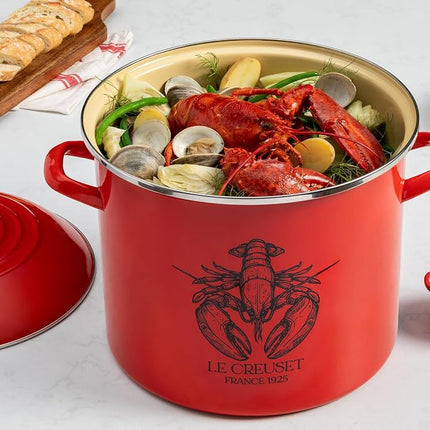 Le Creuset Enamel-on-Steel Covered Seafood Stockpot, 20qt., Carmin