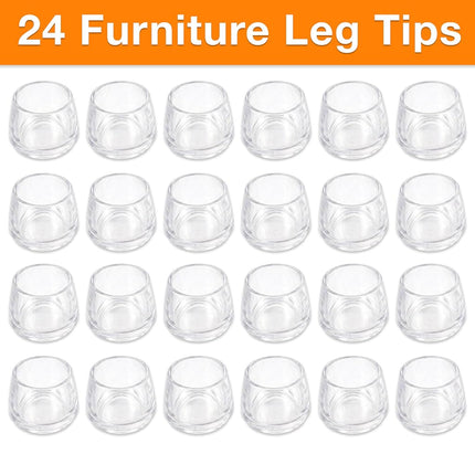 Shepherd Hardware 8610E Clear 3/4-Inch Inside Diameter Rubber Chair Leg Tips, 24-Pack