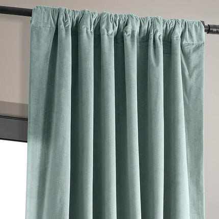 HPD Half Price Drapes Signature Velvet Thermal Blackout Curtains for Living Room 84 Inch Long (1 Panel) Rod Pocket Insulated Blackout Curtains for Bedroom Window Curtains, 50W x 84L, Skylark Blue