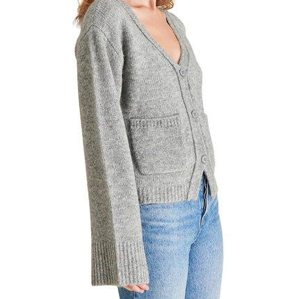 Steve Madden Apparel Women's Odelia Cardigan Sweater, Grey, M