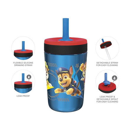 Zak Designs Paw Patrol Kelso Leak-Proof Toddler Straw Cups, 3pc Set