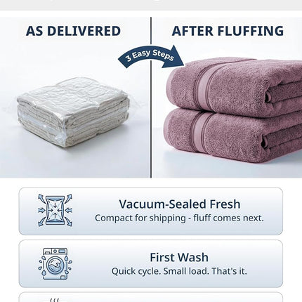 LANE LINEN 100% Cotton Large Bath Towels Set of 4 (28"x54") - Zero Twist, Mercerized Cotton Bathroom Towel 4 Pack - Quick Dry, Soft & Absorbent Large Towels Set - Oeko Tex Certified - Wishful Mauve