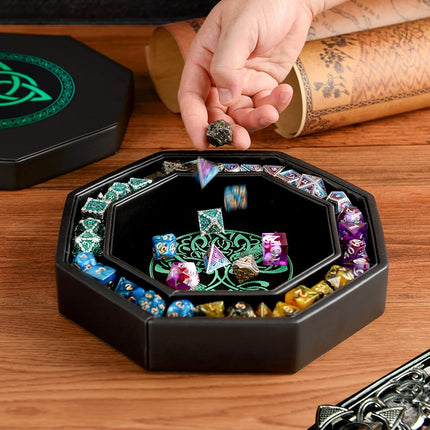 Premium Dice Tray for DND, Detailed World Tree & Triquetra Design – 23 CM