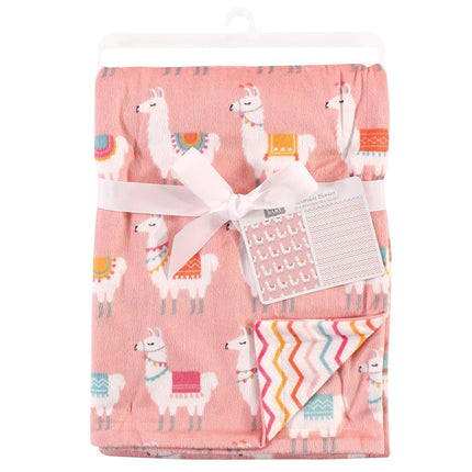 Hudson Baby Unisex Baby Plush Reversible Mink Blanket, Llama, 30x40 inches