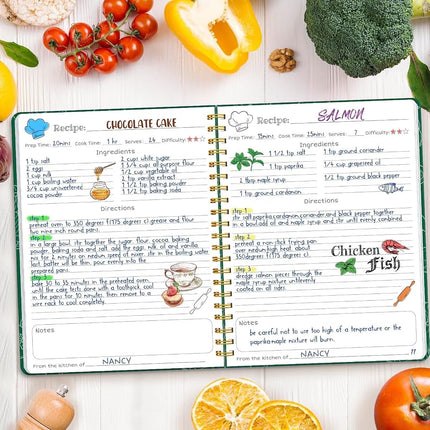 Recipe Book to Write in Your Own Recipes, Blank Recipe Journal, 140 Recipes
