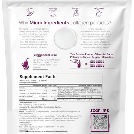 US Origin Pure Collagen Powder, 2 Pounds (32 Ounce) Grass-Fed, Pasture-Raised, Supports Vitality of Skin, Hair, Nail, Cartilage, Bones and Joints. Non GMO and No Gluten