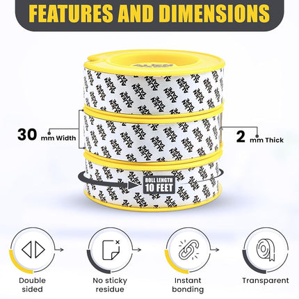 Alien Tape Ez Cut Double Sided Mounting Tape, 9m Pre-Cut Strong Adhesive