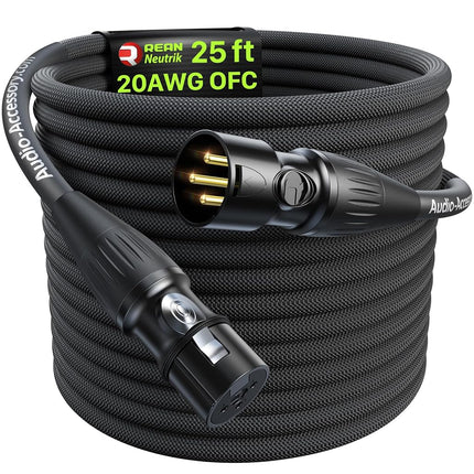 AA AUDIO ACCESSORY XLR Cable 25ft, 20 AWG, Gold-Pl