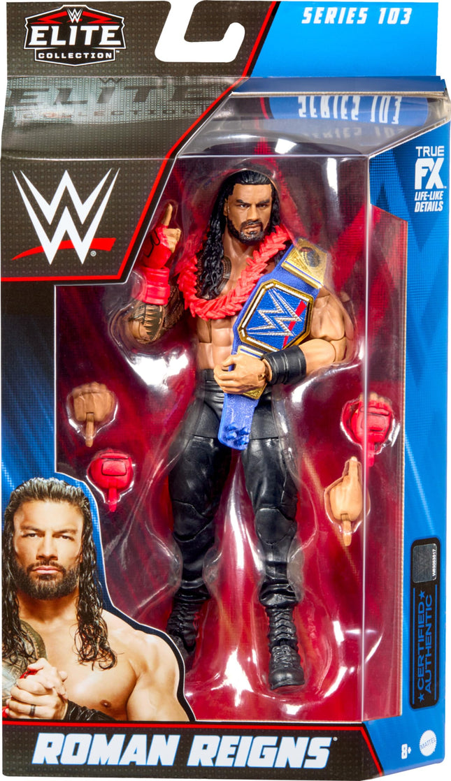Mattel WWE Roman Reigns Figura de acción Elite Collection con accesorios, articulación y detalles realistas, juguete coleccionable, 15,24 cm, 4 UK, HKN98