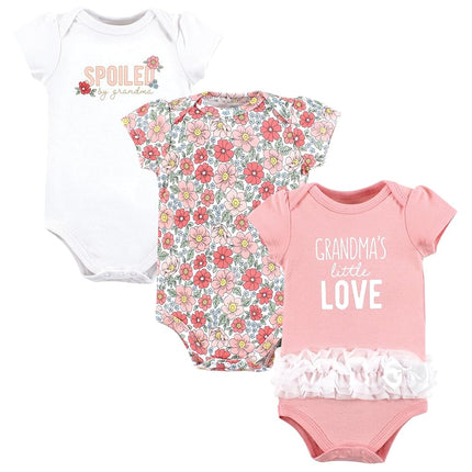 Hudson Baby Baby Girls Cotton Bodysuits 3-pack, Grandmas Love Tutu, 18-24 Months