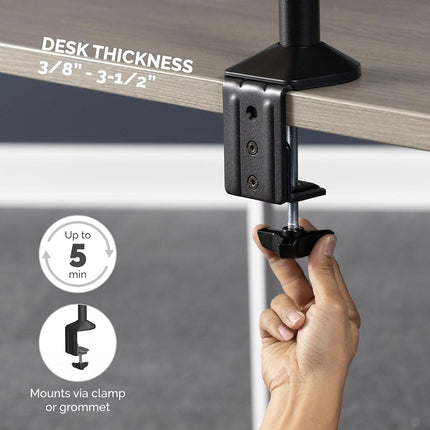 Fellowes Dual Monitor Arm - Reflex Mount for 8KG 30 inch Screens - Ergonomic Adjustable Arm Desk Mount - Tilt 45° Swivel 180° Rotation 360°, VESA 75 x 75/100 x 100 - Black