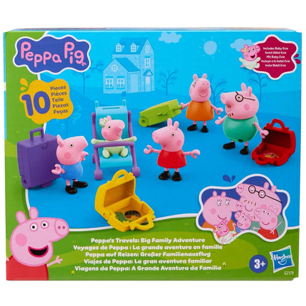 Peppa Pig Peppa's Travels: Big Family Adventure Figure and Accessories Set, Includes Baby Evie, Preschool Toys for Girls and Boys 3+