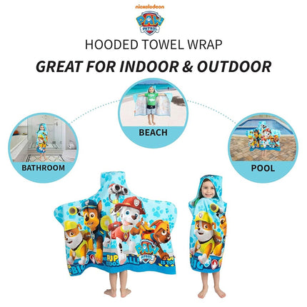 Toalla con capucha de felpa de algodón suave Franco Kids Bath and Beach, 24" x 50", Paw Patrol Azul