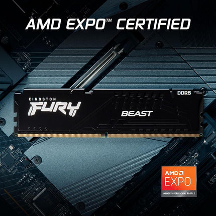 Kingston FURY Beast Black DDR5 32GB (2x16GB) 6800MT/s CL34 DIMM Desktop Gaming Memory Kit of 2 AMD EXPO and Intel XMP - KF568C34BBEK2-32