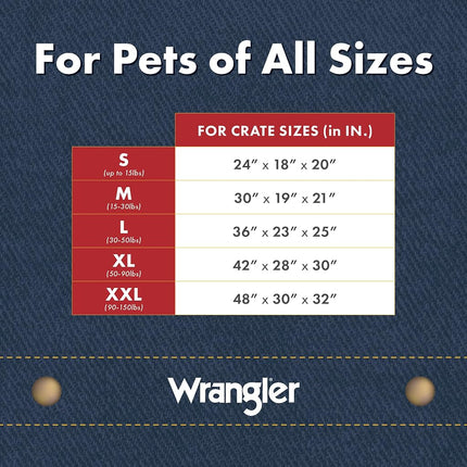 Wrangler Denim Dog Crate Cover – Durable, Breathable & Stylish Dog Kennel Cover with Rollable Panels & Front Pocket for Accesories - Machine Washable Crate Covers for Dog Cages (XXL)