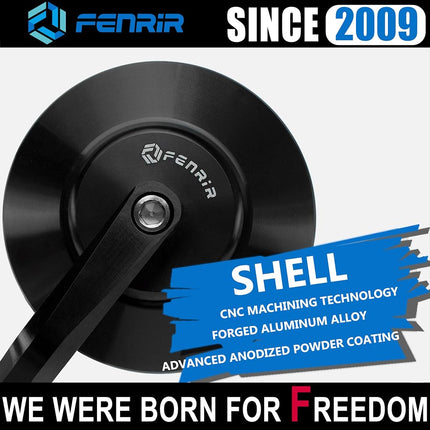 FENRIR (No EMARK Version) CNC Forged Aluminum Alloy Motorcycle Round Motorcycle Bar End Mirrors Handlebar Mirror Anti-glare Vibration-reducing design Curved lenses For Sport Street Cruiser Scooter
