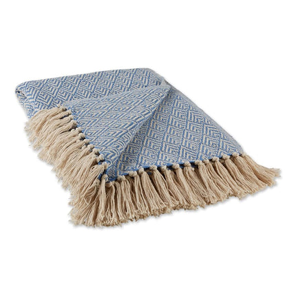 DII Fringed Stripe Tabletop, Cotton, Artichoke, 50x60