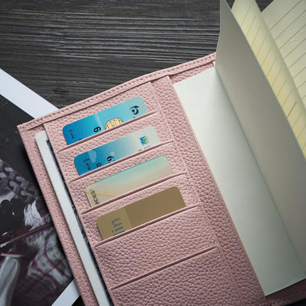 Ox Knight A6 Leather Planner Cover for Hobonichi, Stalogy, Midori Hibino, Leuchtturm1917, and More - with Pen Loop, Card Slots, Back Pocket, and Bookmarks (Pink)