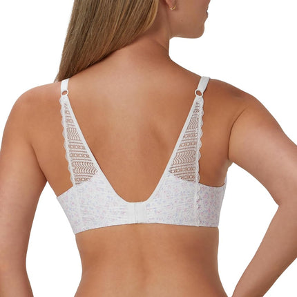 Maidenform Women's Comfort Devotion Full Coverage Underwire T-Shirt Bra, White Cottage Print/Sky Blue Bow, 38C