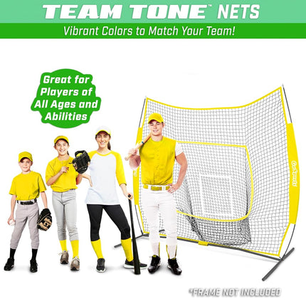 GoSports Team Tone Replacement 7 ft x 7 ft Baseball/Softball Net - Compatible with GoSports Brand 7 ft x 7 ft Baseball Net - Frame Not Included - Yellow