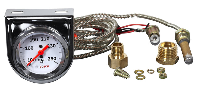 Bosch SP0F000045 Style Line 2 Mechanical Water/Oil Temperature Gauge (White Dial Face, Chrome Bezel)