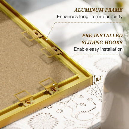 QUEENLINK Fabric Bulletin Board, 30" x20", Gold Aluminum Frame, White
