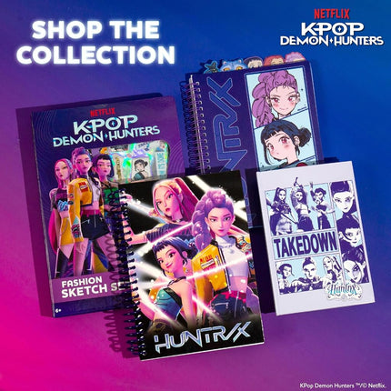 Kpop Demon Hunters™ Fashion Sketch Set, Includes Coloring Book, Gel Pens, Kpop Demon Hunters Stickers, Stencils & More, Great Girls Toys Age 6-8