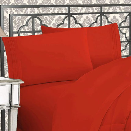 Elegant Comfort® 1500 Thread Count Egyptian Quality 4-Piece Bed Sheet Sets, Deep Pockets - Luxurious Wrinkle Free & Fade Resistant, King, Rust/Orange