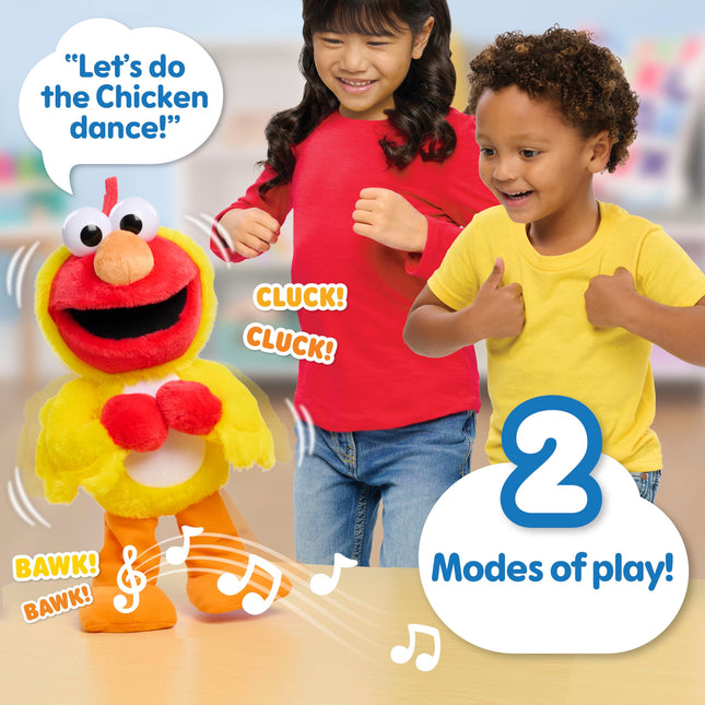 Just Play Sesame Street Elmo Danse du Poulet en Peluche Interactive de 33 cm, Musique et Danse, Peluche, Jouets pour Enfants à Partir de 2 Ans