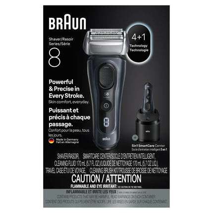 Braun Series 8 8560cc Electric Razor for Men, 4+1 Shaving Elements & Precision Long Hair Trimmer, 5in1 SmartCare Center, Close & Gentle Even on Dense Beards, Wet & Dry Electric Razor, 60min Runtime
