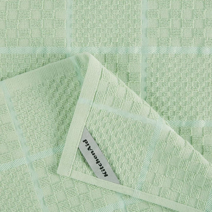 KITCHENAID Quilted Cotton Terry Cloth Oven Mitt, Pot Holder, Kitchen Towel 4-Pack Set, Heat Resistant, Silicone Grip, Gift Set, Pistachio, 16"x26", 7"x13" & 7"x10"