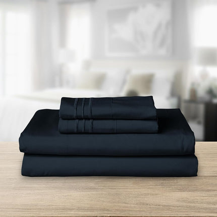 Elegant Comfort 1500 Thread Count Egyptian Quality 4-Piece Bed Sheet Sets, Deep Pockets - Luxurious Wrinkle Free & Fade Resistant, King, Black