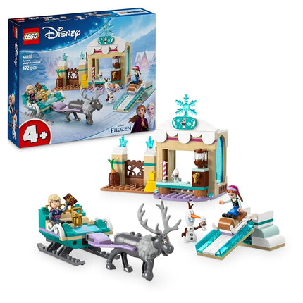 LEGO ǀ Disney Frozen Anna’s Sleigh Adventure, Hot Chocolate Stand with a Kristoff Minidoll, plus Olaf and Sven Figures, Princess Building Toy for 4+ Year Old Girls 43256