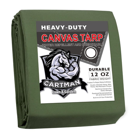 CARTMAN 5x7 Feet 12 Oz Heavy Duty Canvas Tarp, Gre