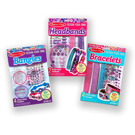Melissa & Doug Design-Your-Own Jewelry-Making Kits - Bangles, Headbands, and BraceletsDIY Jewelry, Decorate with Stickers, Bracelet and Headband Crafting Set for Kids Ages 4+
