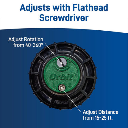 Orbit 55469 – Sprinkler Saturn III Medium Scope, pre-Installed with Nozzle, 5.50 x 11 x 17 cm, Black/Green