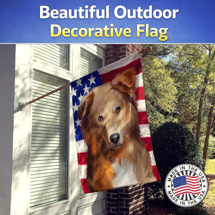 Tesoros de Caroline CK6418CHF Banderas de perro pastor vasco de tamaño de casa de lona con bandera americana, grandes, multicolor
